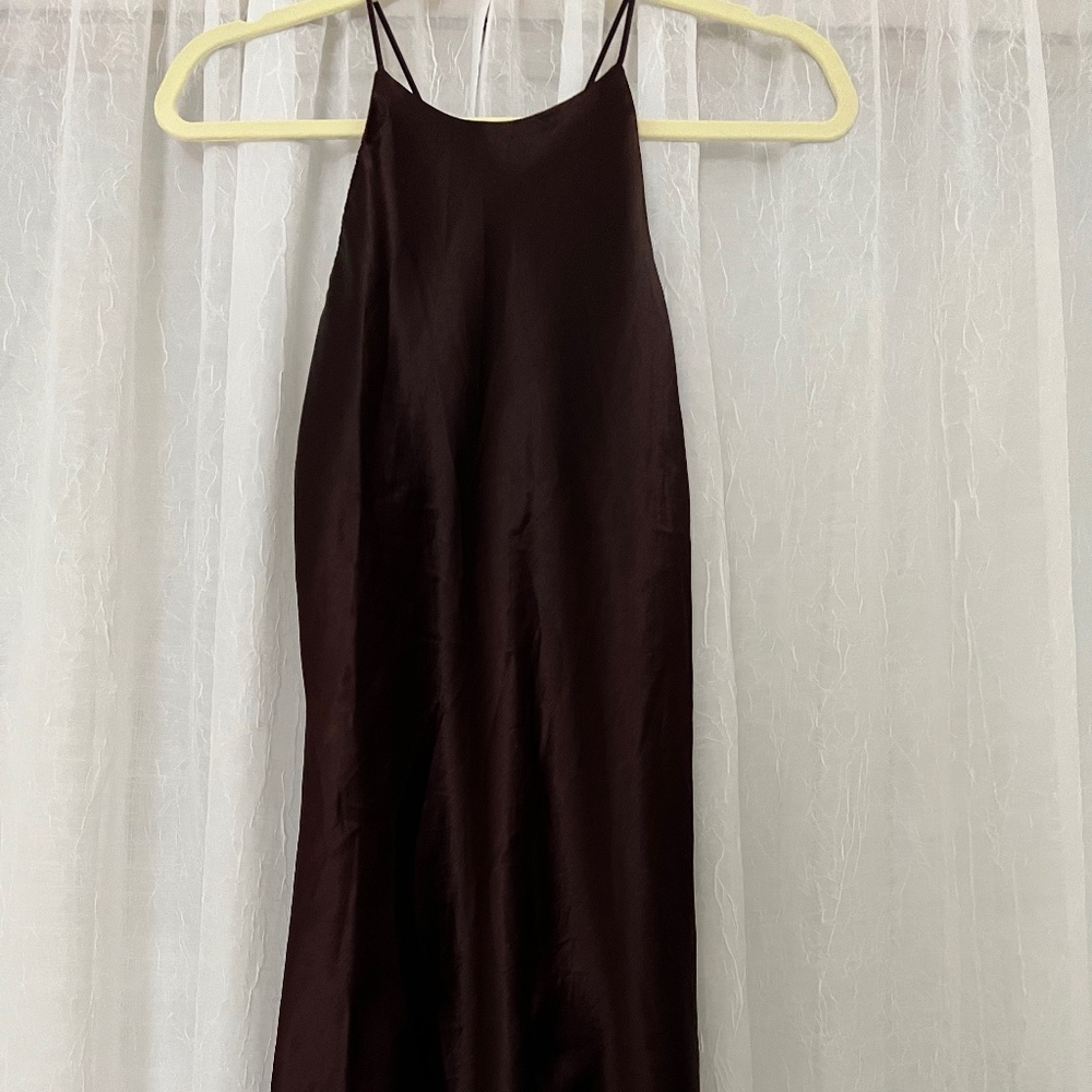 Mini satin chocolate brown dress